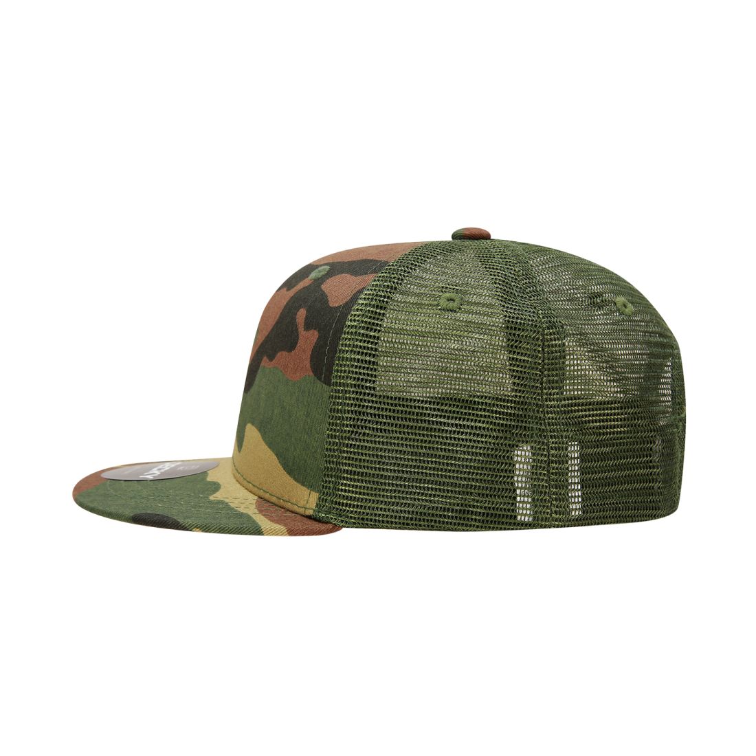 Decky 1055 Camo Trucker Hats High Profile 6 Panel Snapback Caps Flat Bill Mesh Wholesale