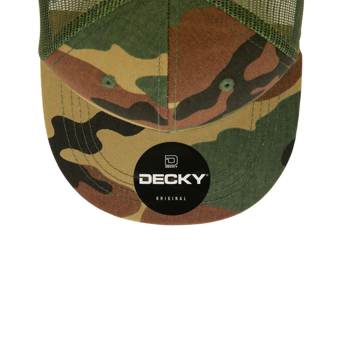 Decky 1055 Camo Trucker Hats High Profile 6 Panel Snapback Caps Flat Bill Mesh Wholesale