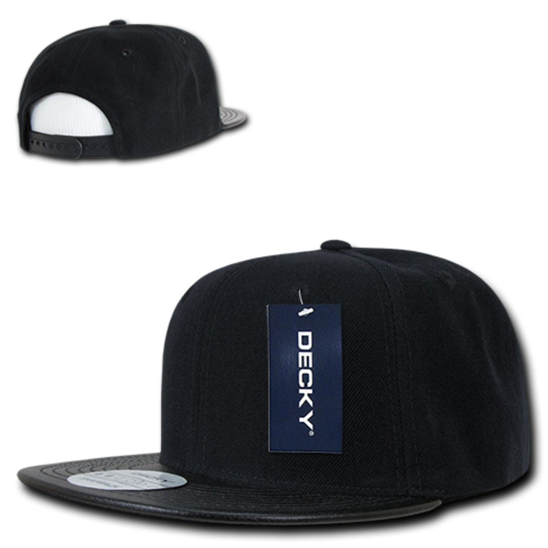 Decky 1071 Vinyl Brim Flat Bill Snapback Hats High Profile 6 Panel Caps Wholesale