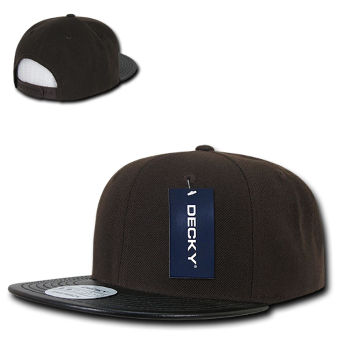 Decky 1071 Vinyl Brim Flat Bill Snapback Hats High Profile 6 Panel Caps Wholesale