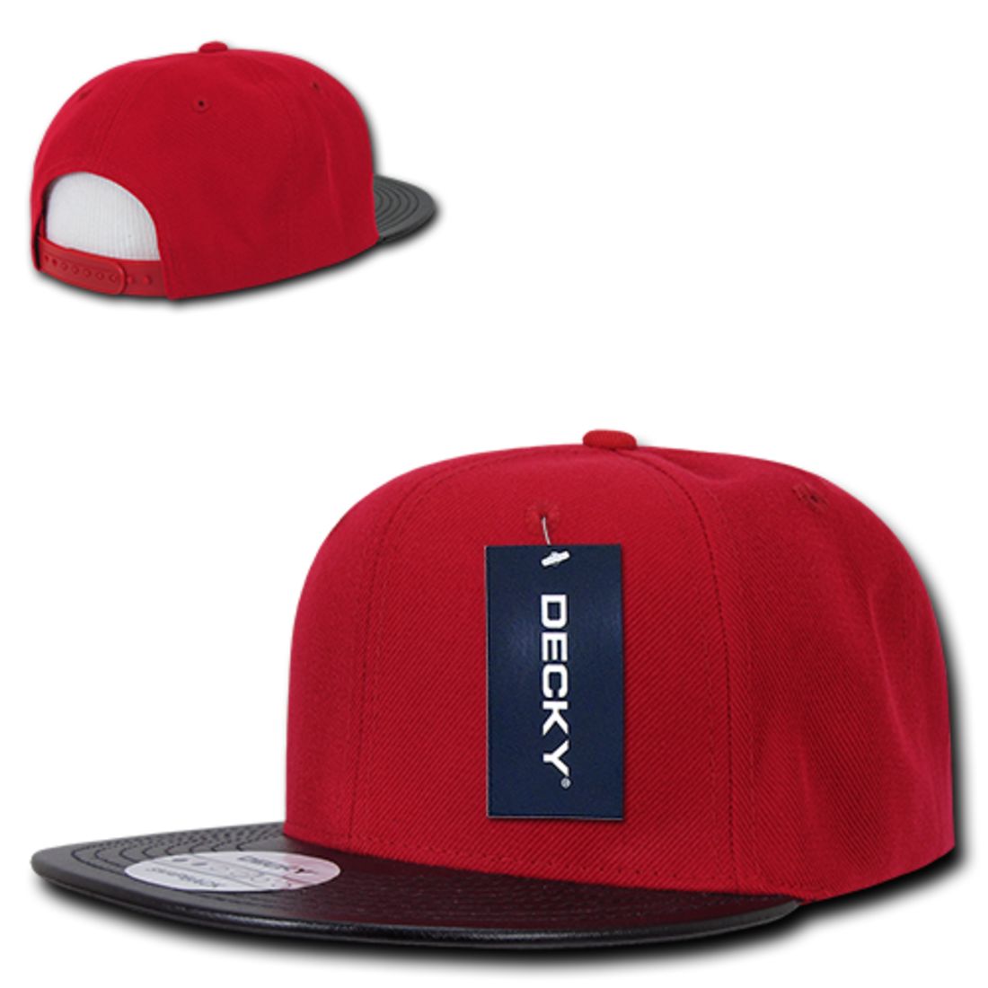 Decky 1071 Vinyl Brim Flat Bill Snapback Hats High Profile 6 Panel Caps Wholesale