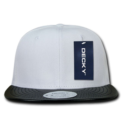 Decky 1071 Vinyl Brim Flat Bill Snapback Hats High Profile 6 Panel Caps Wholesale