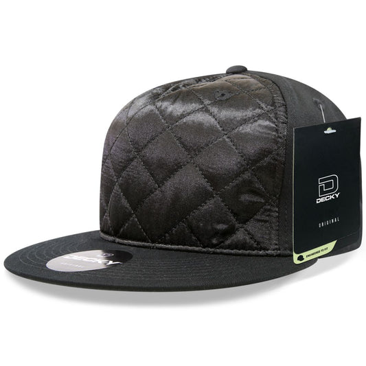 Decky 1073 Quilted 5 Panel Snapback Hats High Profile Structured Caps Wholesale - Star Hats & Embroidery