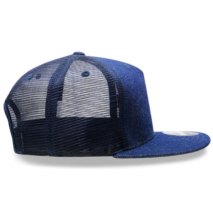 Decky 1082 High Profile Denim Trucker Snapback Hats 5 Panel Flat Bill Caps Wholesale