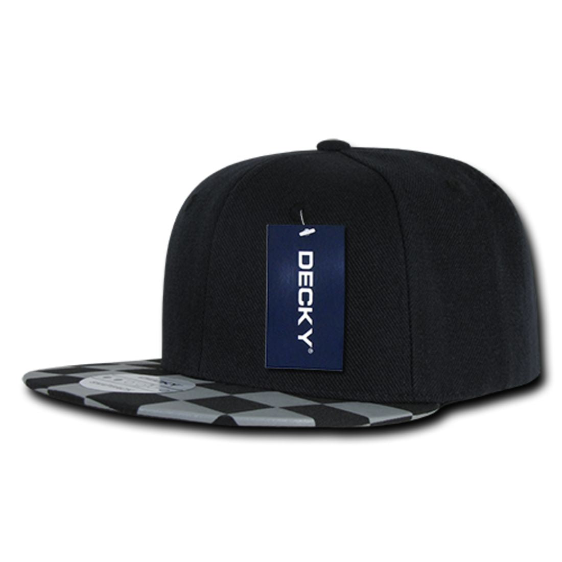 Decky 1095 High Profile Checkered Bill Snapback Hats 6 Panel Flat Bill Caps Wholesale