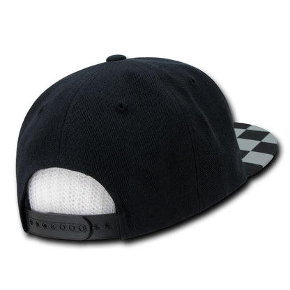 Decky 1095 High Profile Checkered Bill Snapback Hats 6 Panel Flat Bill Caps Wholesale