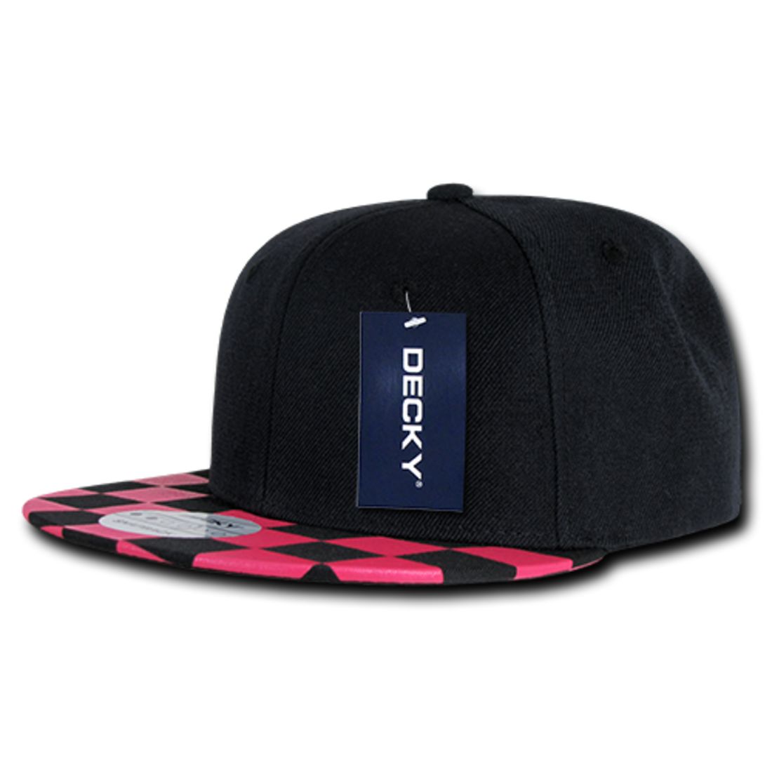 Decky 1095 High Profile Checkered Bill Snapback Hats 6 Panel Flat Bill Caps Wholesale