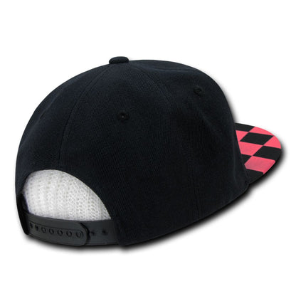 Decky 1095 High Profile Checkered Bill Snapback Hats 6 Panel Flat Bill Caps Wholesale