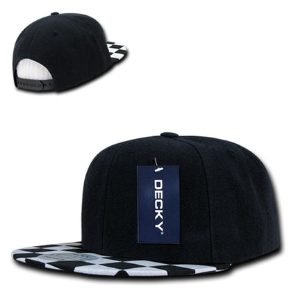 Decky 1095 High Profile Checkered Bill Snapback Hats 6 Panel Flat Bill Caps Wholesale