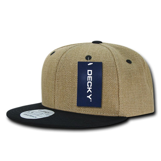 Decky 1099 Heavy Jute Snapbacks Hats 6 Panel Flat Bill Baseball Caps Wholesale - Star Hats & Embroidery