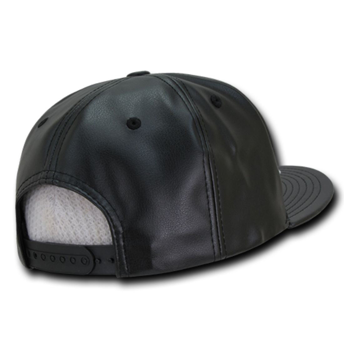 Decky 1103 High Profile Faux Leather Snapback Hats 6 Panel Flat Bill Baseball Caps Wholesale