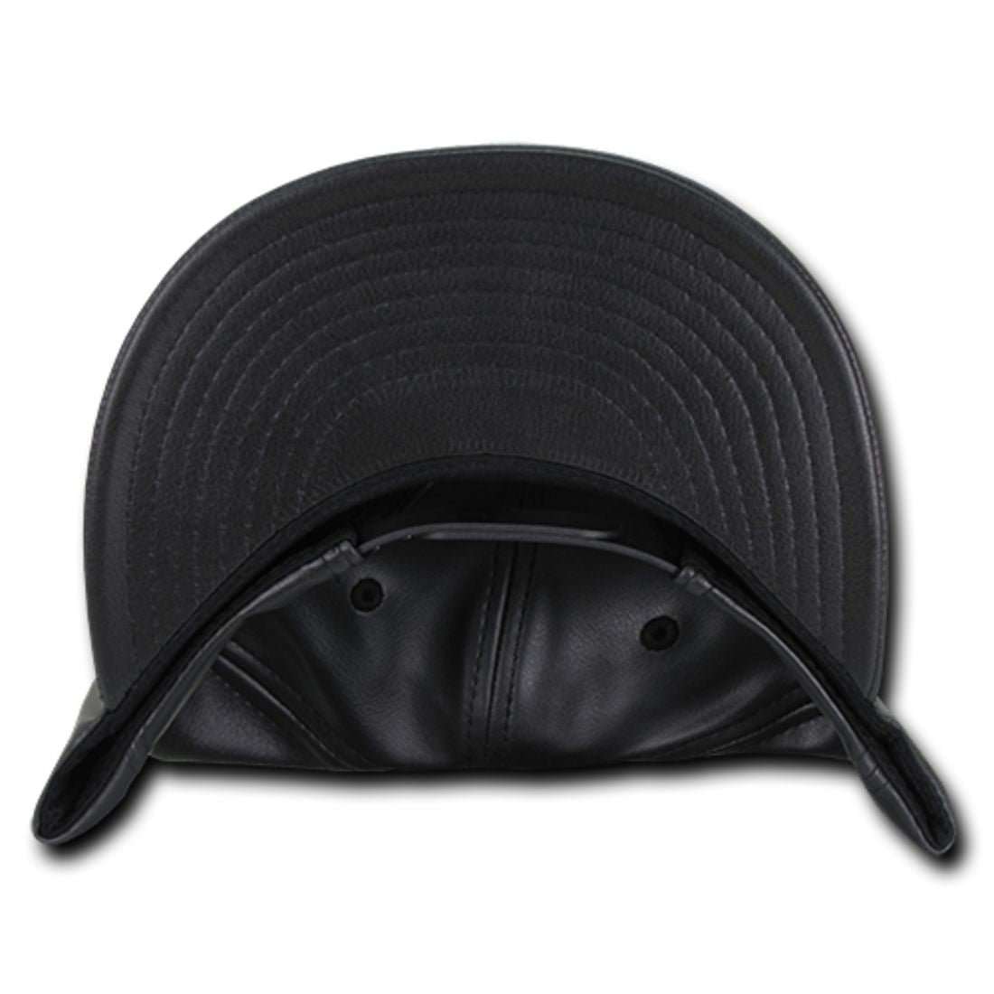 Decky 1103 High Profile Faux Leather Snapback Hats 6 Panel Flat Bill Baseball Caps Wholesale