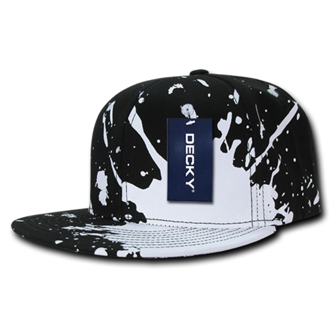 Decky 1125 Paint Splat High Profile Snapback Hats 6 Panel Flat Bill Caps Wholesale