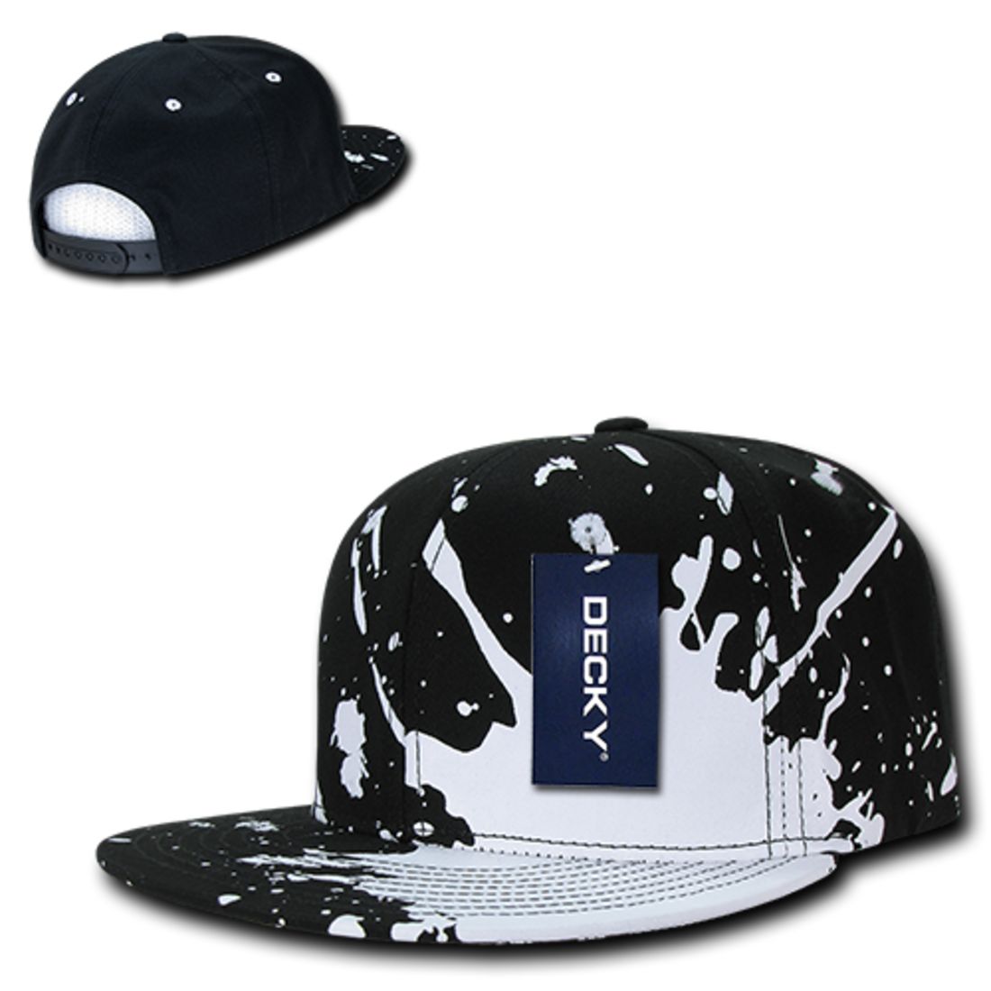 Decky 1125 Paint Splat High Profile Snapback Hats 6 Panel Flat Bill Caps Wholesale