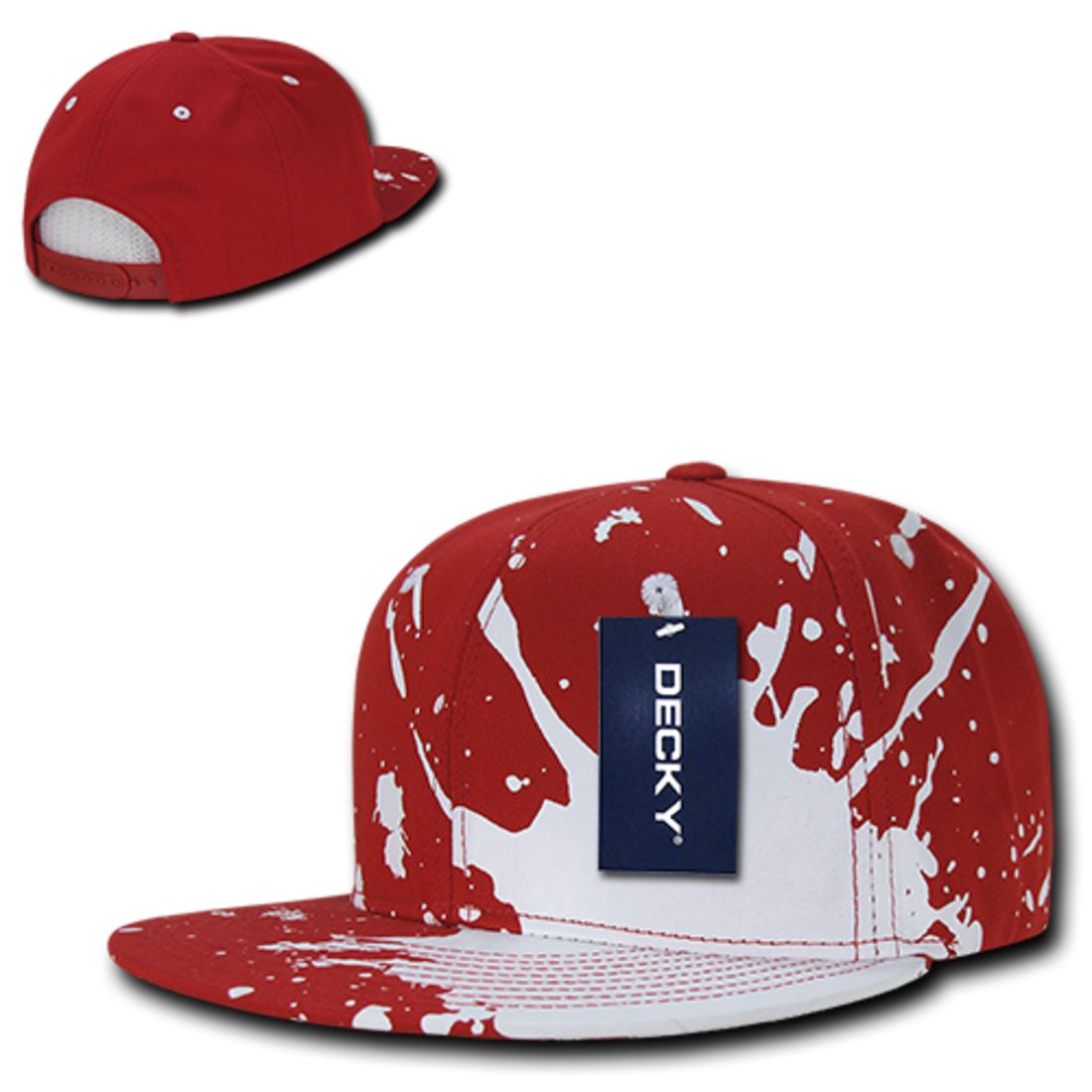 Decky 1125 Paint Splat High Profile Snapback Hats 6 Panel Flat Bill Caps Wholesale