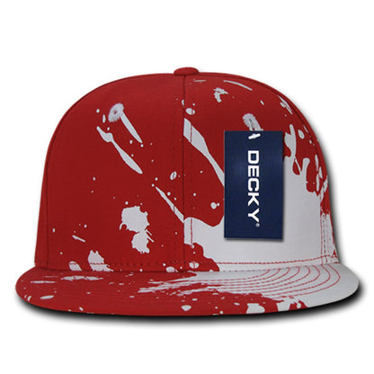 Decky 1125 Paint Splat High Profile Snapback Hats 6 Panel Flat Bill Caps Wholesale