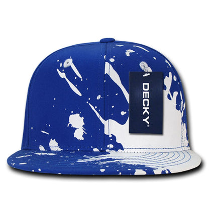 Decky 1125 Paint Splat High Profile Snapback Hats 6 Panel Flat Bill Caps Wholesale