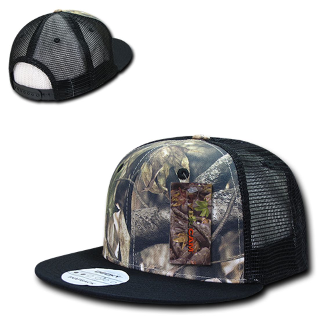 Decky 1127 Hybricam Camo Trucker Snapback Hats High Profile 6 Panel Flat Bill Caps Wholesale