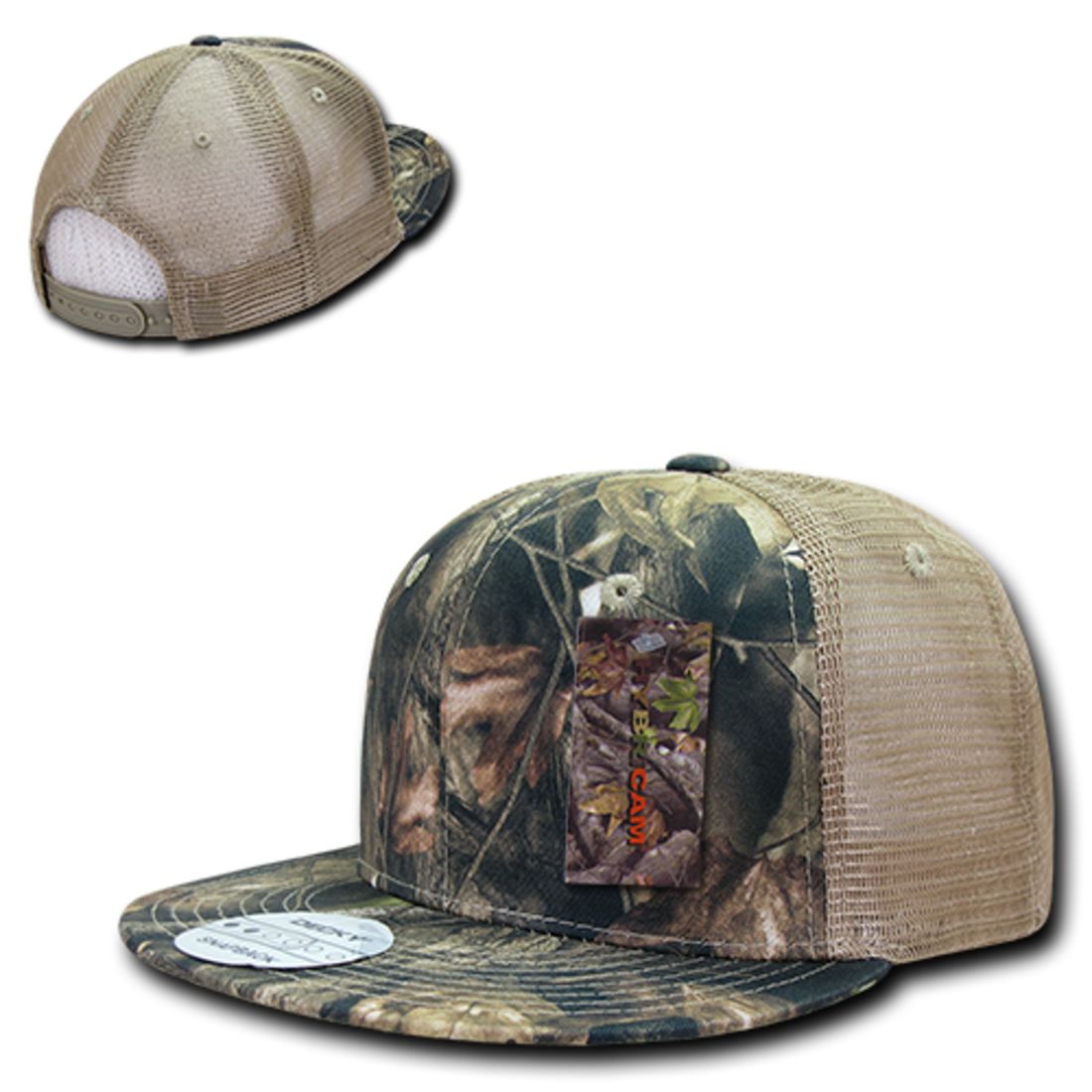 Decky 1127 Hybricam Camo Trucker Snapback Hats High Profile 6 Panel Flat Bill Caps Wholesale