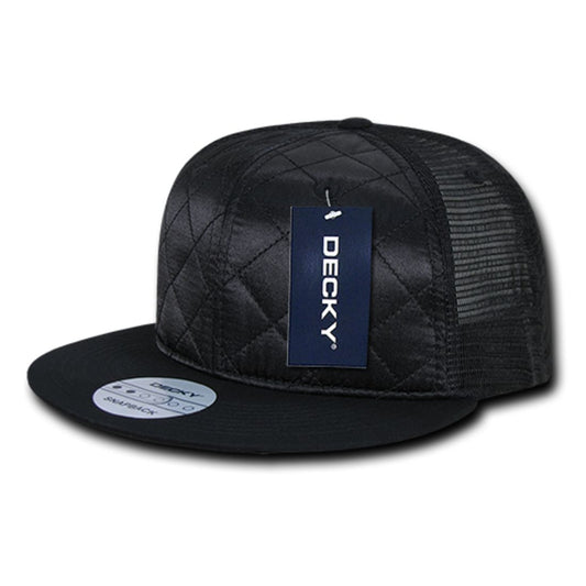 Decky 1141 Quilted Trucker Snapback Hats High Profile 6 Panel Flat Bill Caps Wholesale - Star Hats & Embroidery