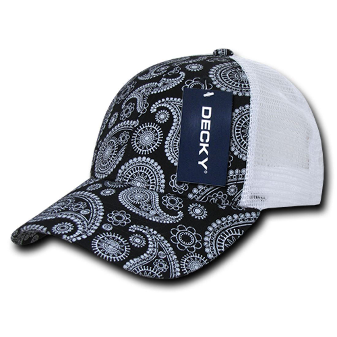 Decky 1144 Paisley Trucker Snapback Hats Low Profile 6 Panel Curved Bill Caps Wholesale