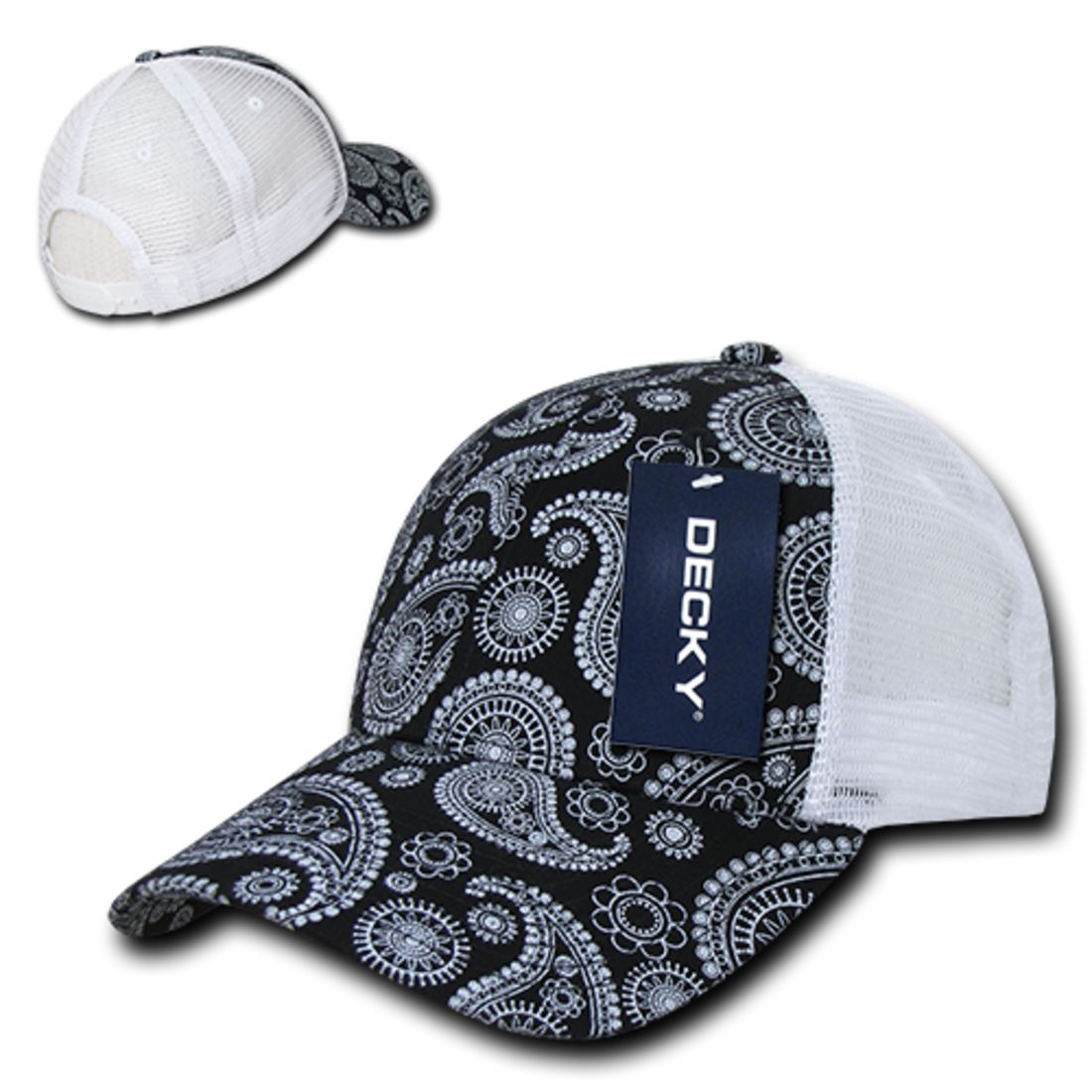 Decky 1144 Paisley Trucker Snapback Hats Low Profile 6 Panel Curved Bill Caps Wholesale