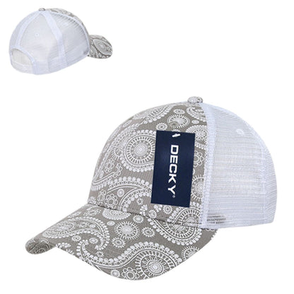 Decky 1144 Paisley Trucker Snapback Hats Low Profile 6 Panel Curved Bill Caps Wholesale