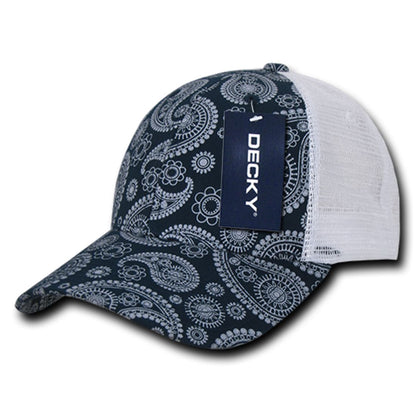 Decky 1144 Paisley Trucker Snapback Hats Low Profile 6 Panel Curved Bill Caps Wholesale