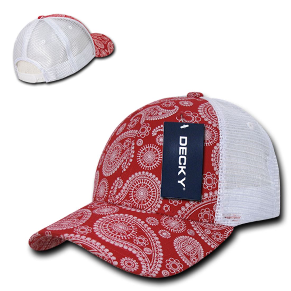 Decky 1144 Paisley Trucker Snapback Hats Low Profile 6 Panel Curved Bill Caps Wholesale