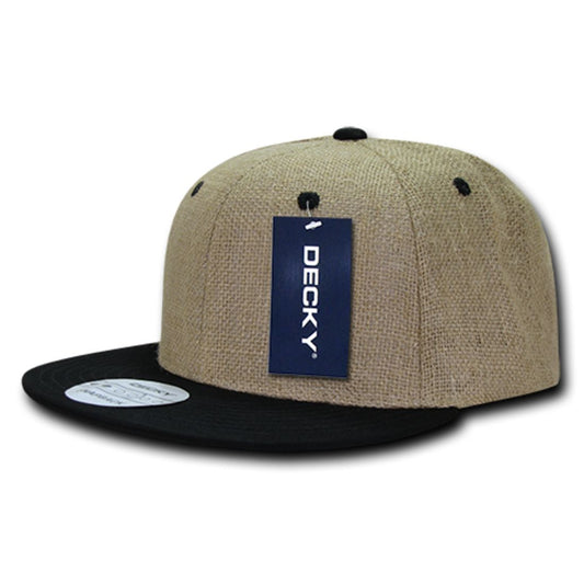 Decky 2000 Jute  Snapback Hats High Profile 6 Panel Flat Bill Baseball Caps Wholesale - Star Hats & Embroidery