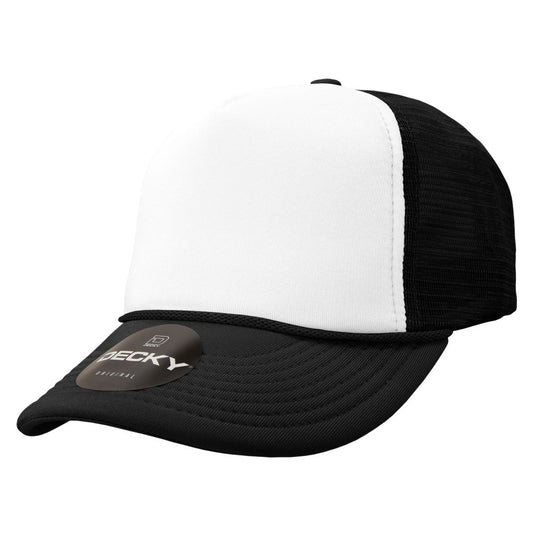 Decky 210 Two Tone Foam Mesh Trucker Snapback Hats High Profile 5 Panel Caps Wholesale - Arclight Wholesale