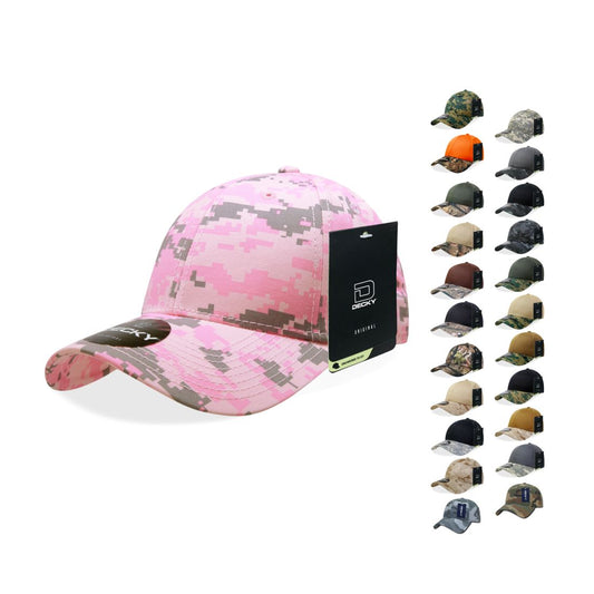 Decky 217 Structured Camouflage Hats Low Profile 6 Panel Curved Bill Caps - Arclight Wholesale