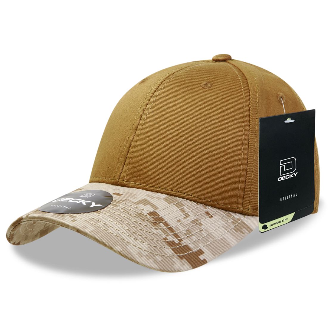 Decky 217 Structured Camouflage Hats Low Profile 6 Panel Curved Bill Caps