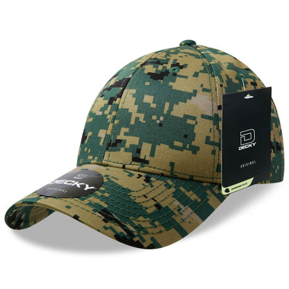 Decky 217 Structured Camouflage Hats Low Profile 6 Panel Curved Bill Caps