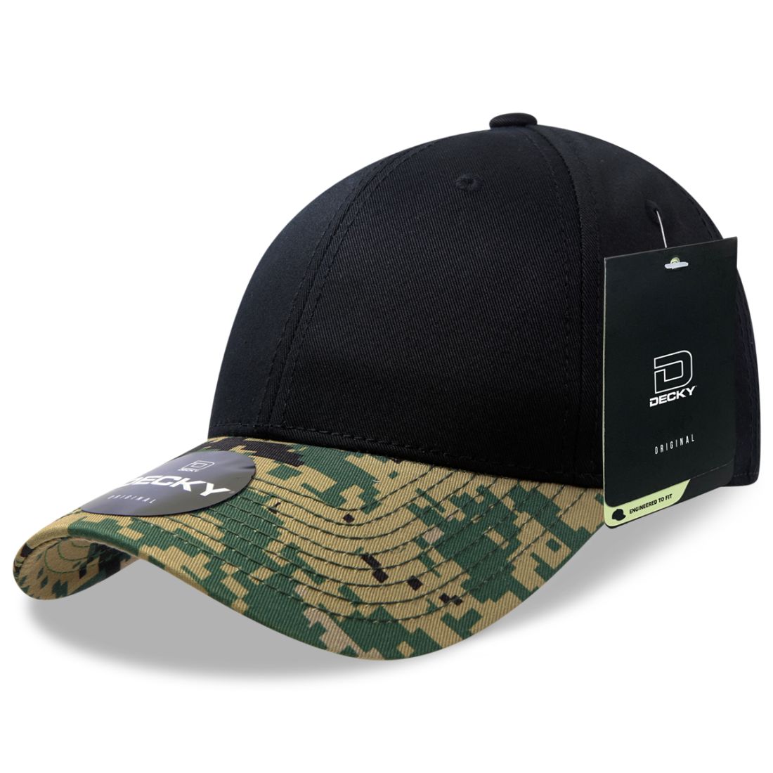 Decky 217 Structured Camouflage Hats Low Profile 6 Panel Curved Bill Caps