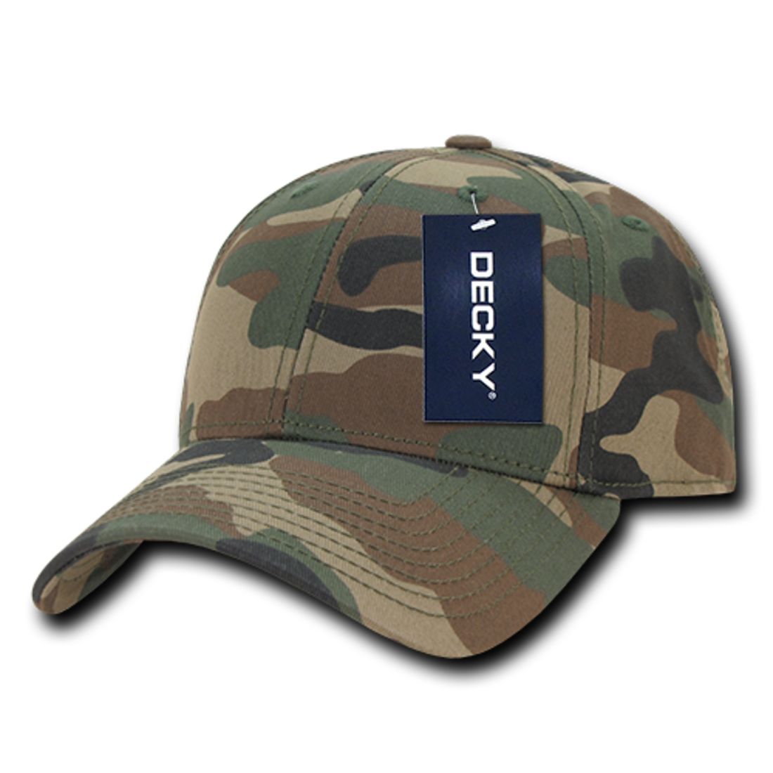 Decky 217 Structured Camouflage Hats Low Profile 6 Panel Curved Bill Caps