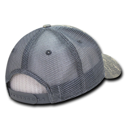 Decky 218 Structured Camo Trucker Hats Low Profile 6 Panel Curved Bill Caps Wholesale