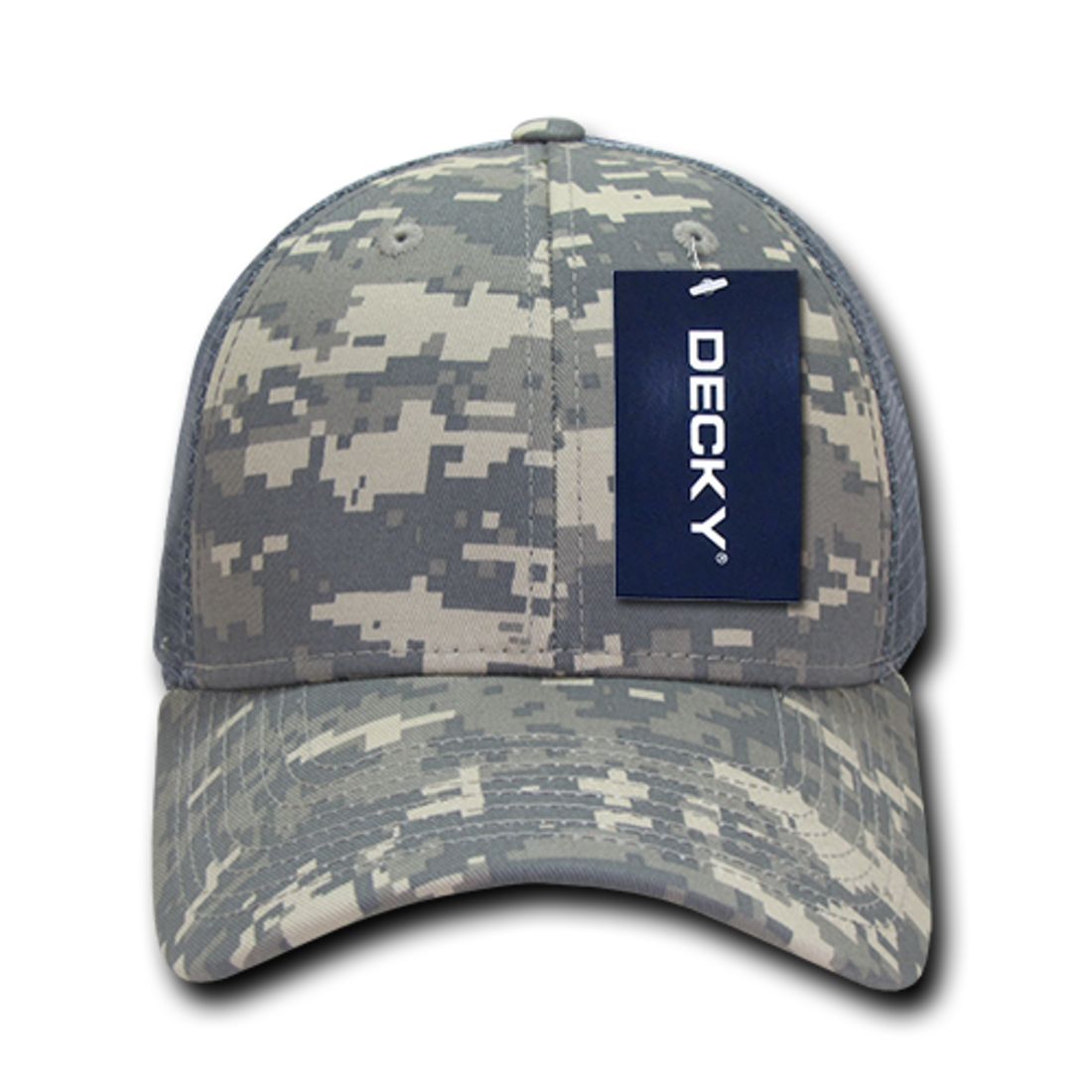 Decky 218 Structured Camo Trucker Hats Low Profile 6 Panel Curved Bill Caps Wholesale