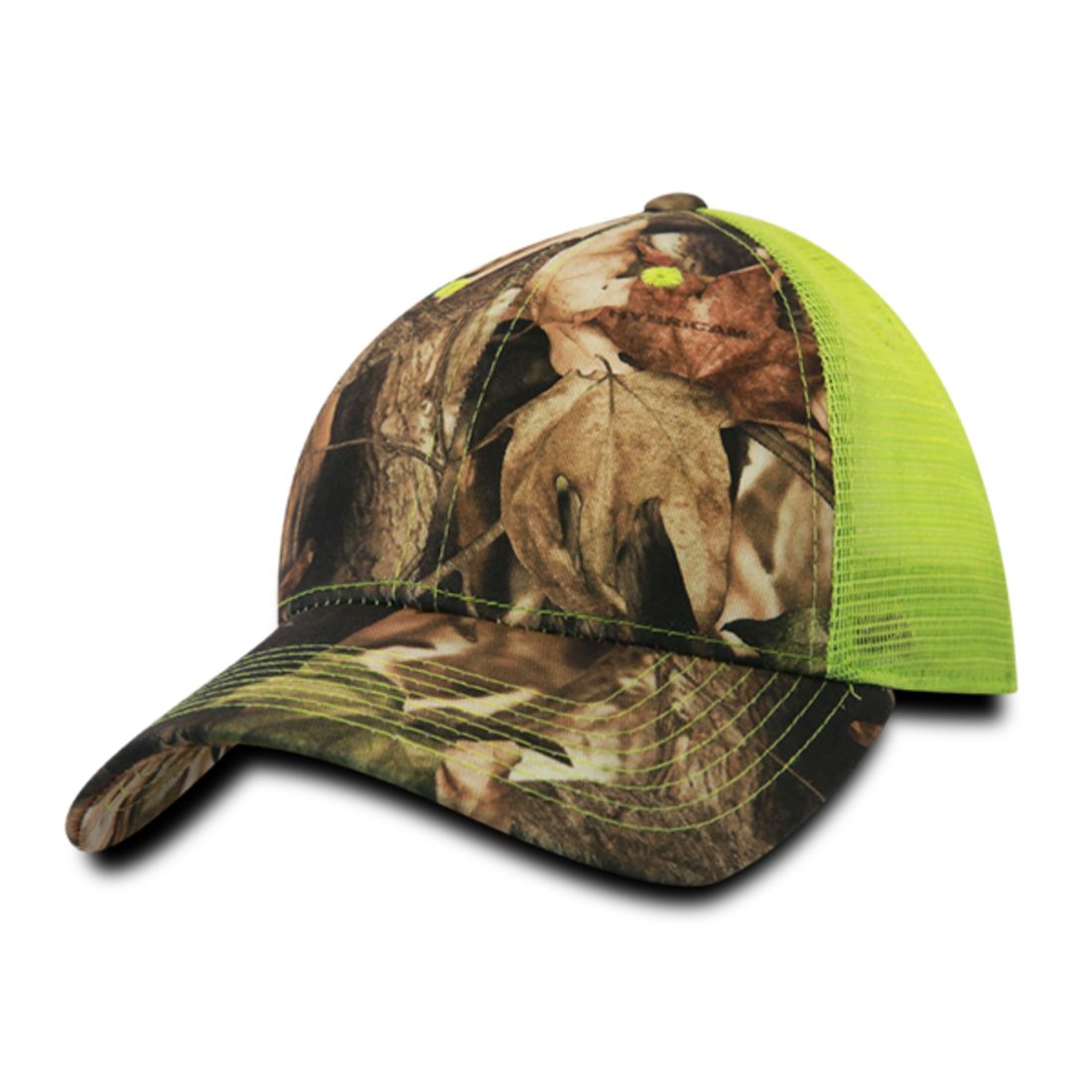 Decky 218 Structured Camo Trucker Hats Low Profile 6 Panel Curved Bill Caps Wholesale