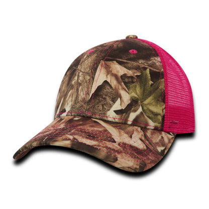 Decky 218 Structured Camo Trucker Hats Low Profile 6 Panel Curved Bill Caps Wholesale