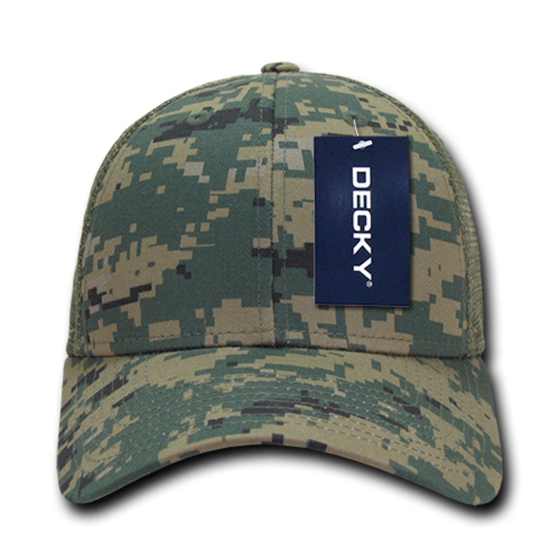 Decky 218 Structured Camo Trucker Hats Low Profile 6 Panel Curved Bill Caps Wholesale