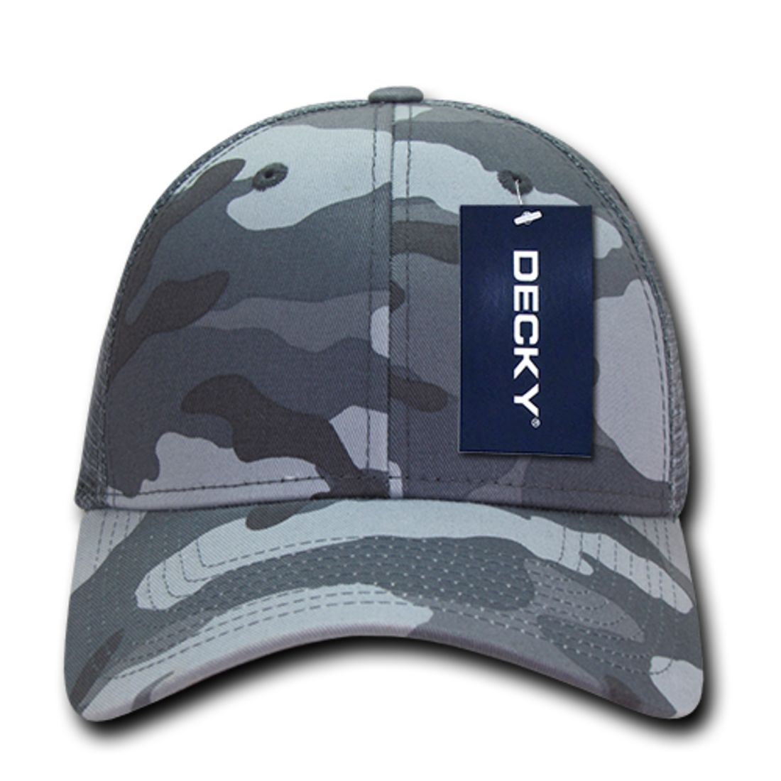 Decky 218 Structured Camo Trucker Hats Low Profile 6 Panel Curved Bill Caps Wholesale