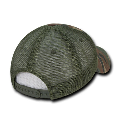 Decky 218 Structured Camo Trucker Hats Low Profile 6 Panel Curved Bill Caps Wholesale