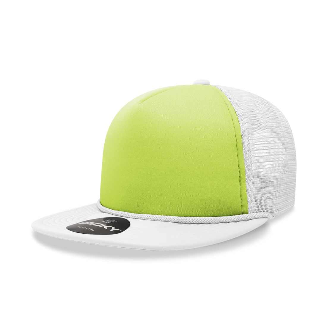 Decky 222 Blank Two Tone Neon Foam Trucker Hats 5 Panel Flat Bill Caps