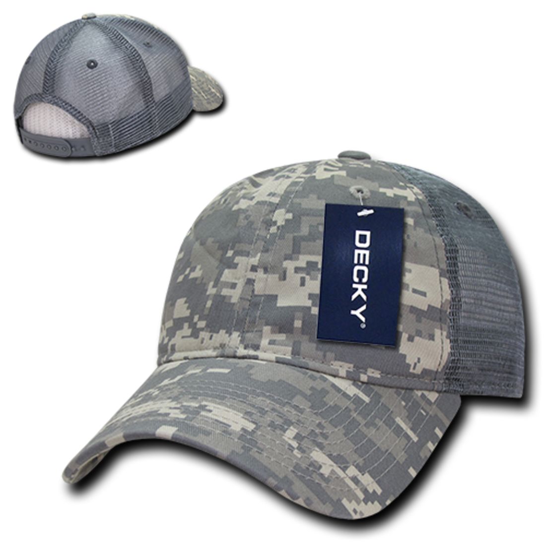 Decky 225 Camo Trucker Hats Low Profile 6 Panel Curved Bill Baseball Caps Wholesale