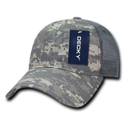 Decky 225 Camo Trucker Hats Low Profile 6 Panel Curved Bill Baseball Caps Wholesale