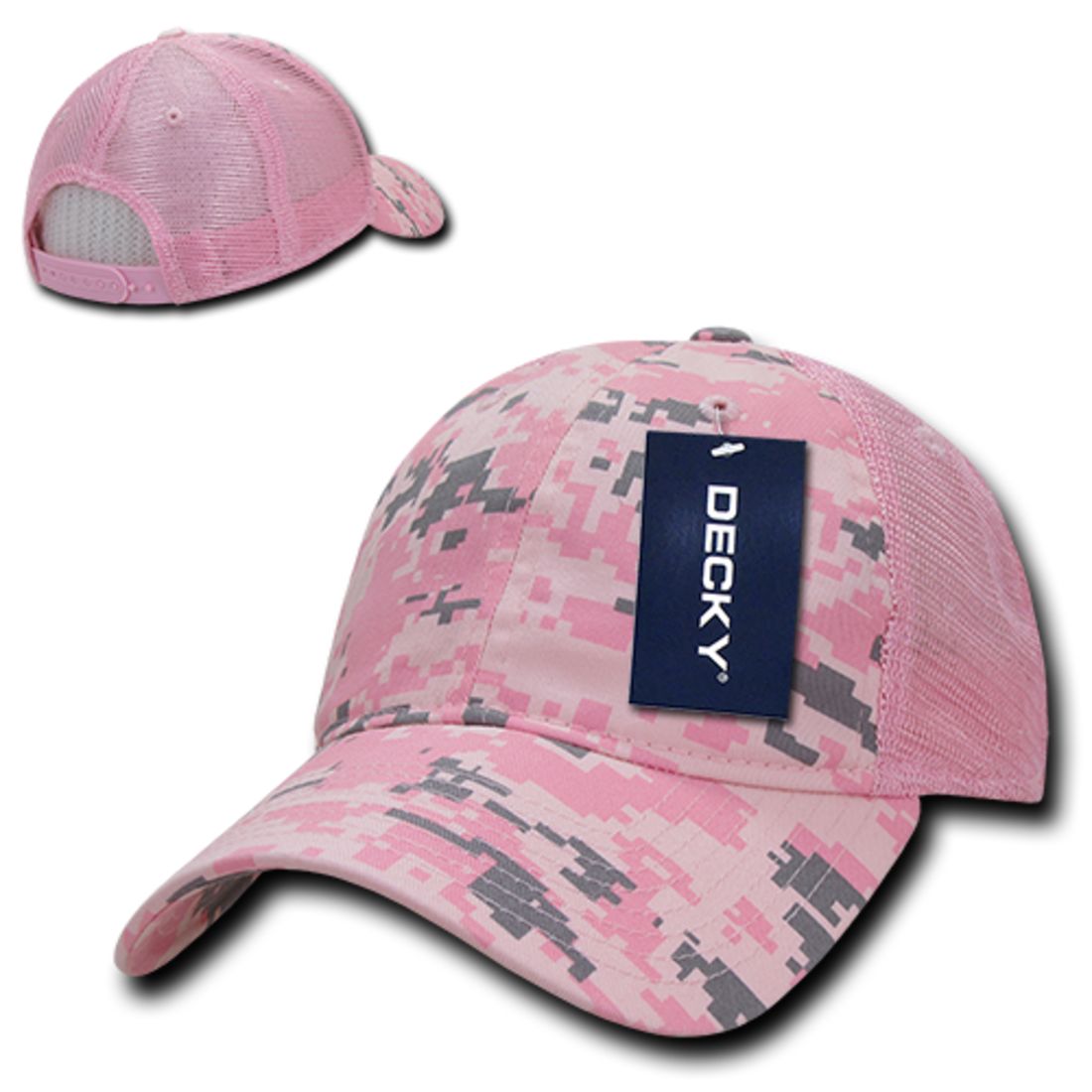 Decky 225 Camo Trucker Hats Low Profile 6 Panel Curved Bill Baseball Caps Wholesale