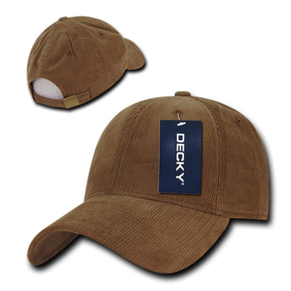 Decky 231 Corduroy Hats Low Crown 6 Panel Curved Bill Dad Baseball Caps Wholesale