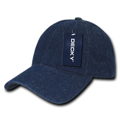 Decky 235 Relaxed Heavy Duty Denim Hats Low Crown 6 Panel Baseball Caps Wholesale