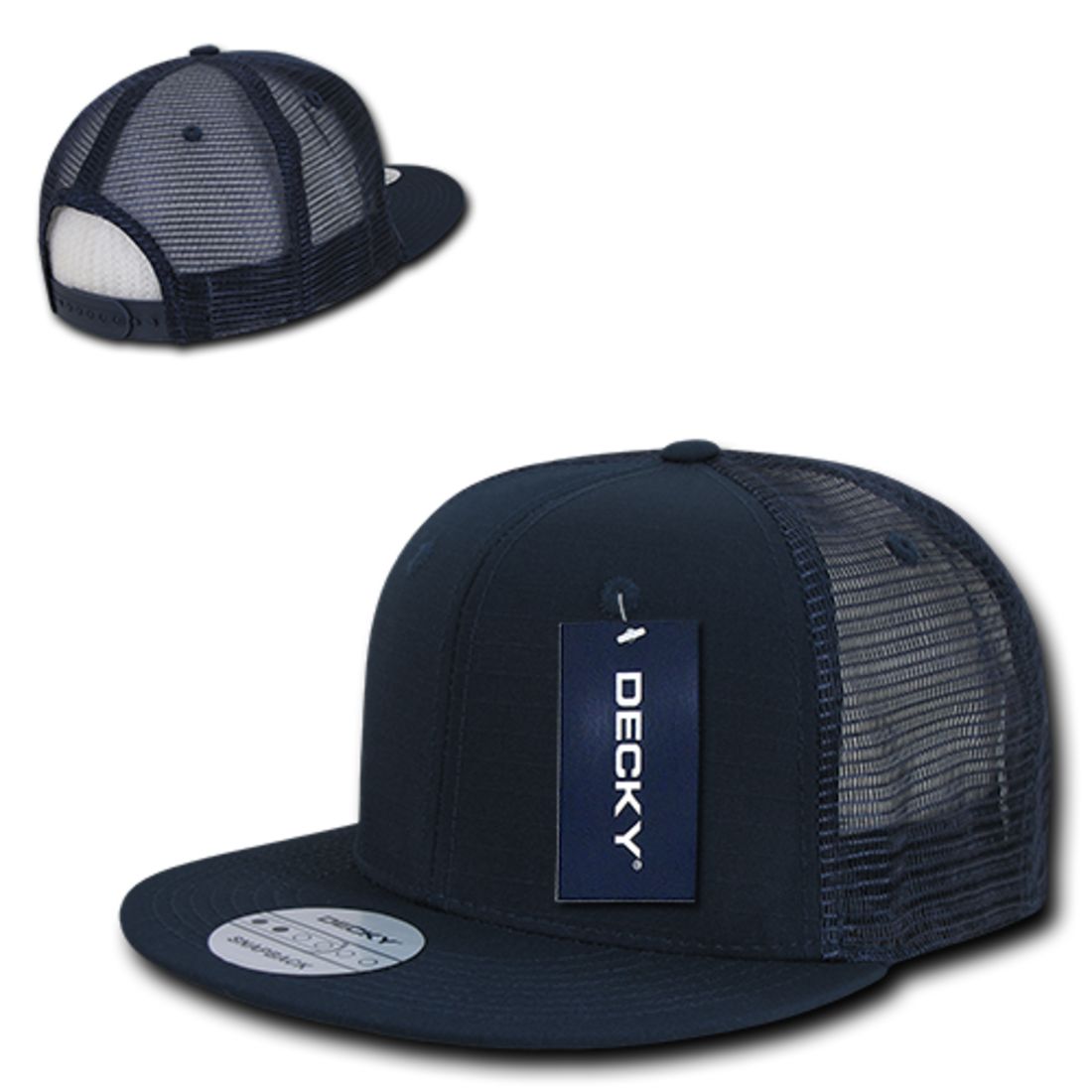 Decky 241 Ripstop Trucker Hats High Profile 6 Panel Flat Bill Baseball Caps Wholesale